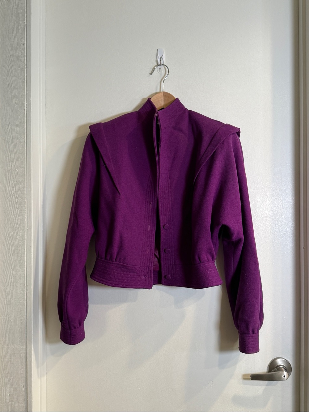 VINTAGE 80s Retro Womens Purple Jacket